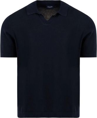 Drumohr Blauw Polo Shirt Stijlvol Casual Look - Heren - Polos - Blauw - M - Katoen - Tops