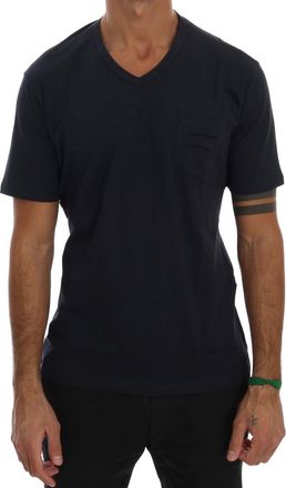 Daniele Alessandrini Mens Vneck Tshirt Tsh1321 - Dark Blue Cotton - Size Small