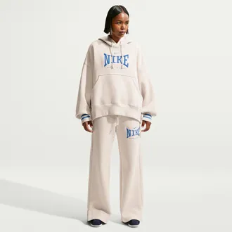 Nike Womens Nike Sportswear Phoenix Fleece High-Waisted Wide-Leg Pants in Brown | IR4999-104