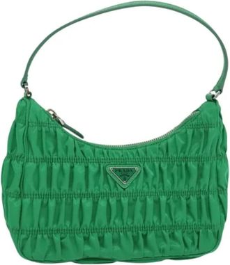 Prada Pre-owned Nylon prada-bags - Dames - Vintage Schoudertas - Groen - ONE Size - Nylon - Vintage