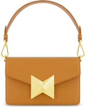 Mac Duggal Classic Leather Gold Plated Hardware Shoulder Bag in Toffee at Nordstrom