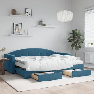 vidaXL Vidaxl - Sof&aacute; Cama Nido Con Cajones Terciopelo Azul 80x200 Cm
