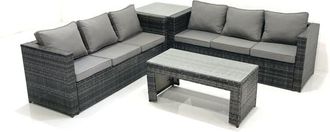 Fimous Fimous - Garden Outdoor Rattan Furniture Set with Sofa Coffee table Side Table Dark Grey Mixed