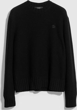 Gucci Knit Wool Cashmere Sweater With Embroidery, Size XXXL, Black