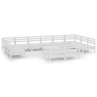 vidaXL Juego De Muebles De Jard&iacute;n 13 Pzas Madera Maciza De Pino Blanco Vidaxl