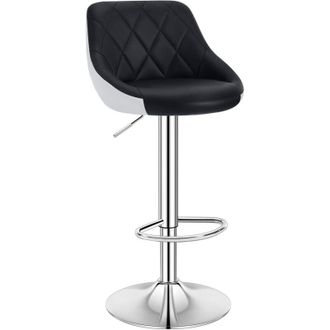 Woltu 1 Pz Sgabello da Bar Sedia Cucina Imbottita Girevole in Metallo e Ecopelle Nero+Bianco - Woltu
