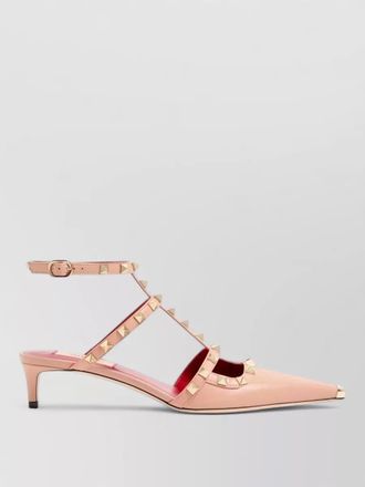 Valentino Garavani rockstud leather pumps ankle strap kitten