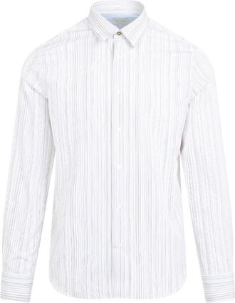 Paul Smith Gestreept katoenen overhemd - Heren - Casual Overhemden - Wit - 2XL - Katoen - Overhemden