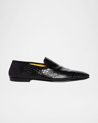 Tom Ford Men & apos;s Steven Croc-Effect Leather Slipper Loafers