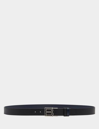 Bally B Logo 35mm Adjustable And Reversible Belt in Black/peacoat+Pall at Nordstrom, Size 120