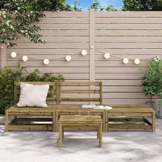 Berkfield Home Garden Sofa Armless with Footstool Impregnated Wood Pine in Brown