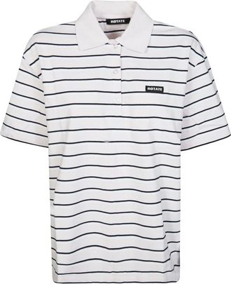 Rotate Rotate Birger Christensen, Tops, Dames, Wit, S, Katoen, Polo Jersey Manica Corta Righe