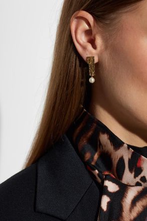 Givenchy Earrings With Engraved Logo, Womens, Gold