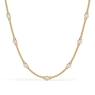 Diamond2Deal 14K Gold Round Cut Lab Grown Diamond Station Necklace 18 0.25 Ct