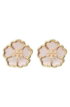 Tory Burch Forget Me Not Stud Earrings in Tory Gold /Mother Of Pearl at Nordstrom