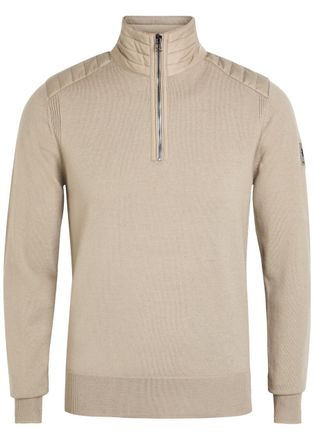 Belstaff Kilmington Quater-zip Knit Wool-blend Jumper - Sand - XL