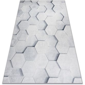 RugsX Alfombra Lavable Andre 1180 Panal, Hex&aacute;gono 3d Antideslizante - Gris Grey 160x220 Cm