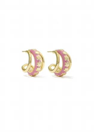 Kendra Scott Womens Jane Huggie Earrings In Gold/dark Pink Enamel