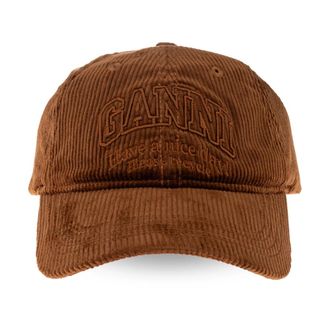 Ganni Corduroy Cap - Dames - Petten - Bruin - ONE Size - Katoen - Accessoires