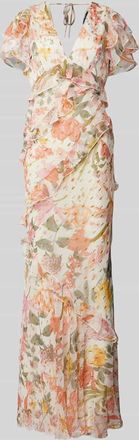 Lipsy Abendkleid mit Volants in Ecru, Größe 34