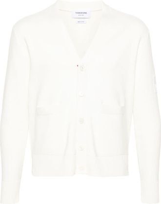 Thom Browne logo-patch cotton cardigan - men - Cotton - 1 - White