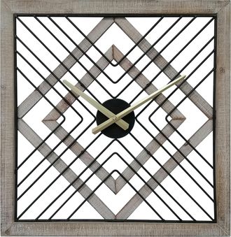 Mobili Rebecca Mobili Rebecca - Rebecca Mobili Reloj De Pared Cuadrado De Metal Mdf Negro Marr&oacute;n Estilo Moderno