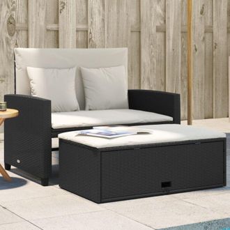 vidaXL Divano da Giardino con Cuscini a 2 Posti Nero in Polyrattan - Vidaxl
