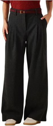 Moss Copenhagen Grijze Hoge Taille Winterbroek - Dames - Wijde Broeken - Zwart - L - Polyester - Broeken