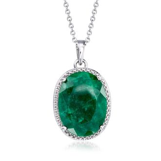 Ross-Simons Emerald Pendant Necklace in Sterling Silver