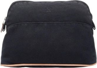 Herm&egrave;s Bolide Black Canvas Leather Pouch (Pre-Owned)