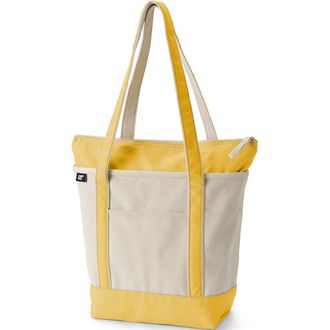 Lands End Medium Natural 5 Pocket Open Top Canvas Tote Bag in Natural/goldenrod at Nordstrom