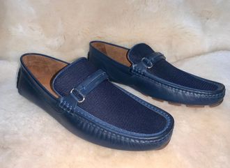 Donald J Pliner Mens Donnie Perforated Nubuck Driver In Indigo