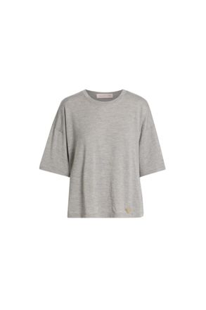 Valentino Garavani Embellished Cashmere And Silk-Blend T-Shirt Grigio Melange 3B3Kc48S858_080