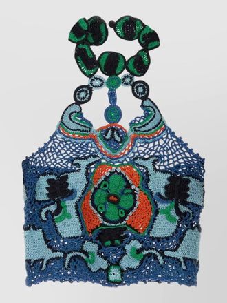 Etro halterneck crochet top sleeveless back detail