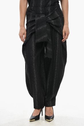 Stella McCartney Pantaloni Svasato in Tessuto Metallizzato con Maxi Fiocco Frontale Stella McCartney