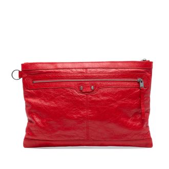 Balenciaga Tweedehands Lamsleer Motocross Classic Clip L Clutch
