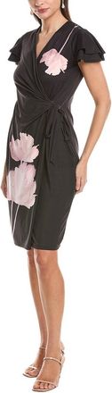 Anne Klein Flutter Sleeve Classic Wrap Printed Ity Dress