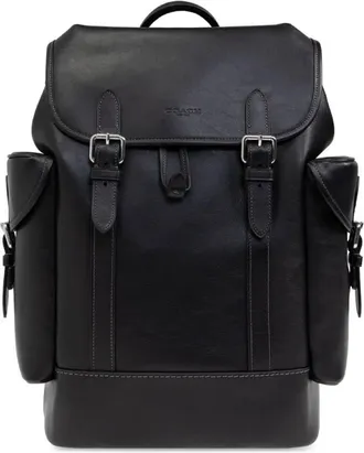 Coach Hitch Leather Backpack In Black
