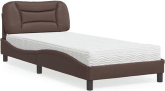 vidaXL Cama Con Colch&oacute;n Cuero Sint&eacute;tico Marr&oacute;n 90x190 Cm Vidaxl