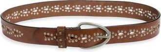 Free People Preston Stud Leather Belt in Mocha at Nordstrom, Size X-Small