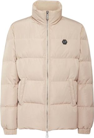 Philipp Plein Nylon Puffer Jacket Late Checkout - Heren - Gewatteerde jassen - Beige - S - Nylon - Jassen