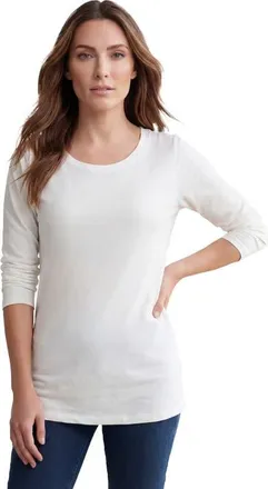 Roaman's Plus Size Ultimate Cotton Crewneck Long Sleeve Tee in White at Nordstrom, Size Medium