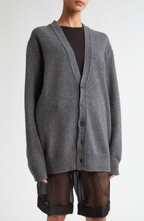 Maison Margiela Wool Cardigan in Charcoal at Nordstrom, Size Medium