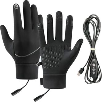 Generic Electric USB Heated Waterproof Gloves Heated Gloves For Men Mitts With Adjustable Temperature For Running Hunting Outdoor Fishing Working Driving Elde