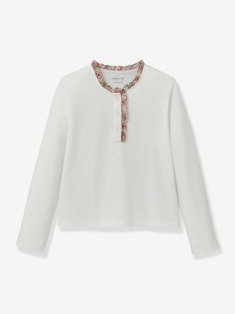Cyrillus Shirt mit Liberty-Volant M&auml;dchen CYRILLUS, Bio-Baumwolle vanille