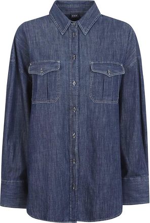 Fay Camicia Jeans - Dames - Spijkeroverhemden - Blauw - M - Katoen - Overhemden
