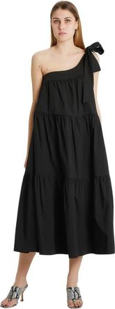 Erika Cavallini Semi Couture Midi -jurken - Dames - Casual kleedjes - Zwart - L - Katoen - Kleedjes