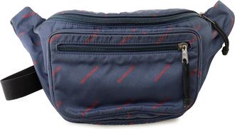 Balenciaga Navy Red Color Nylon Sling Bag (Pre-Owned)