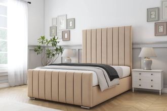 Comfort Beds Sara Plush Bed Frame - 50 Upholstered Headboard in Stone | Size: Single
