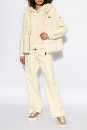 Moncler Hooded Vest Floy, Womens, Cream